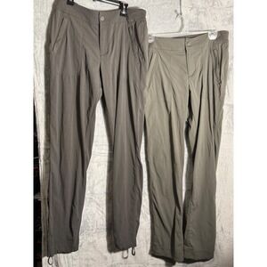 Bundle of 2 pair of Athleta Rip stop pants Trekkie Hike Pant  Size 6 Gray green